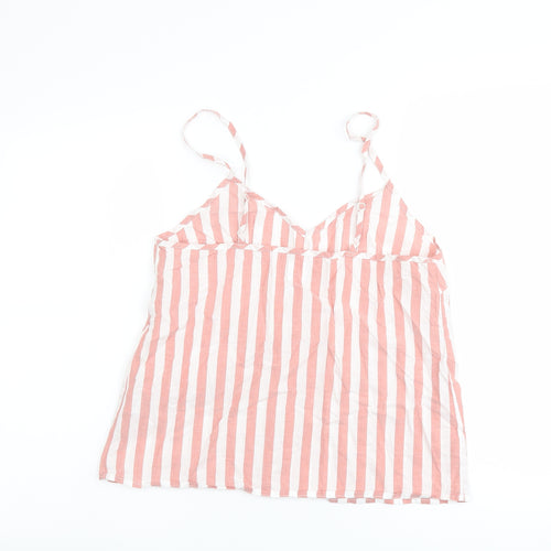 John Lewis Womens Pink Striped Cotton Camisole Tank Size 10 V-Neck
