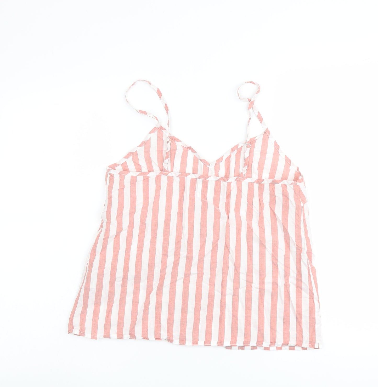 John Lewis Womens Pink Striped Cotton Camisole Tank Size 10 V-Neck