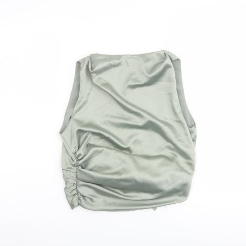 Zara Womens Green Polyester Basic Tank Size S Round Neck - Open Back