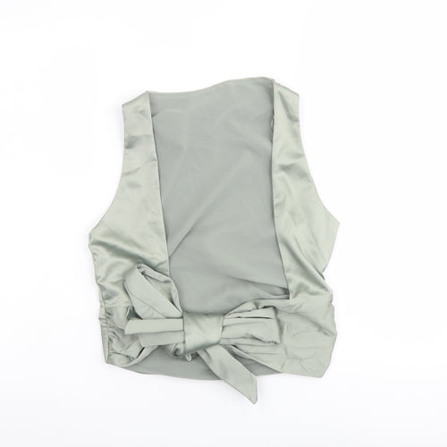 Zara Womens Green Polyester Basic Tank Size S Round Neck - Open Back