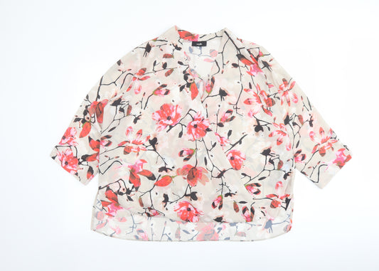 Wallis Womens Multicoloured Floral Polyester Basic Blouse Size L V-Neck