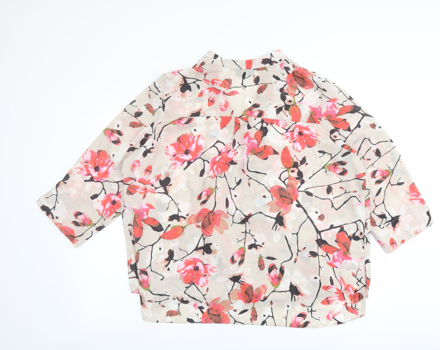 Wallis Womens Multicoloured Floral Polyester Basic Blouse Size L V-Neck