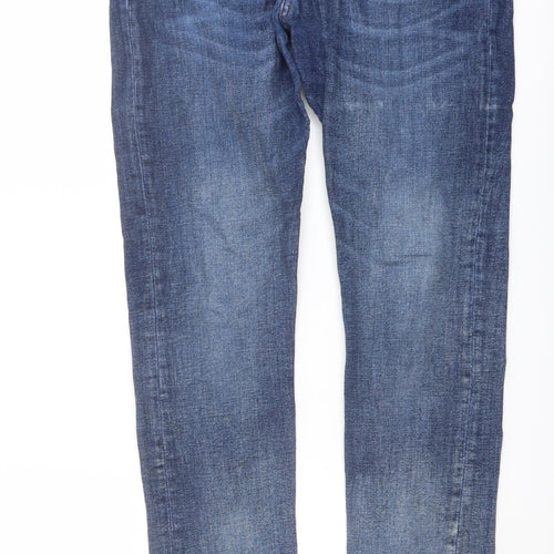 Zara Mens Blue Cotton Skinny Jeans Size 30 in L29 in Regular Button