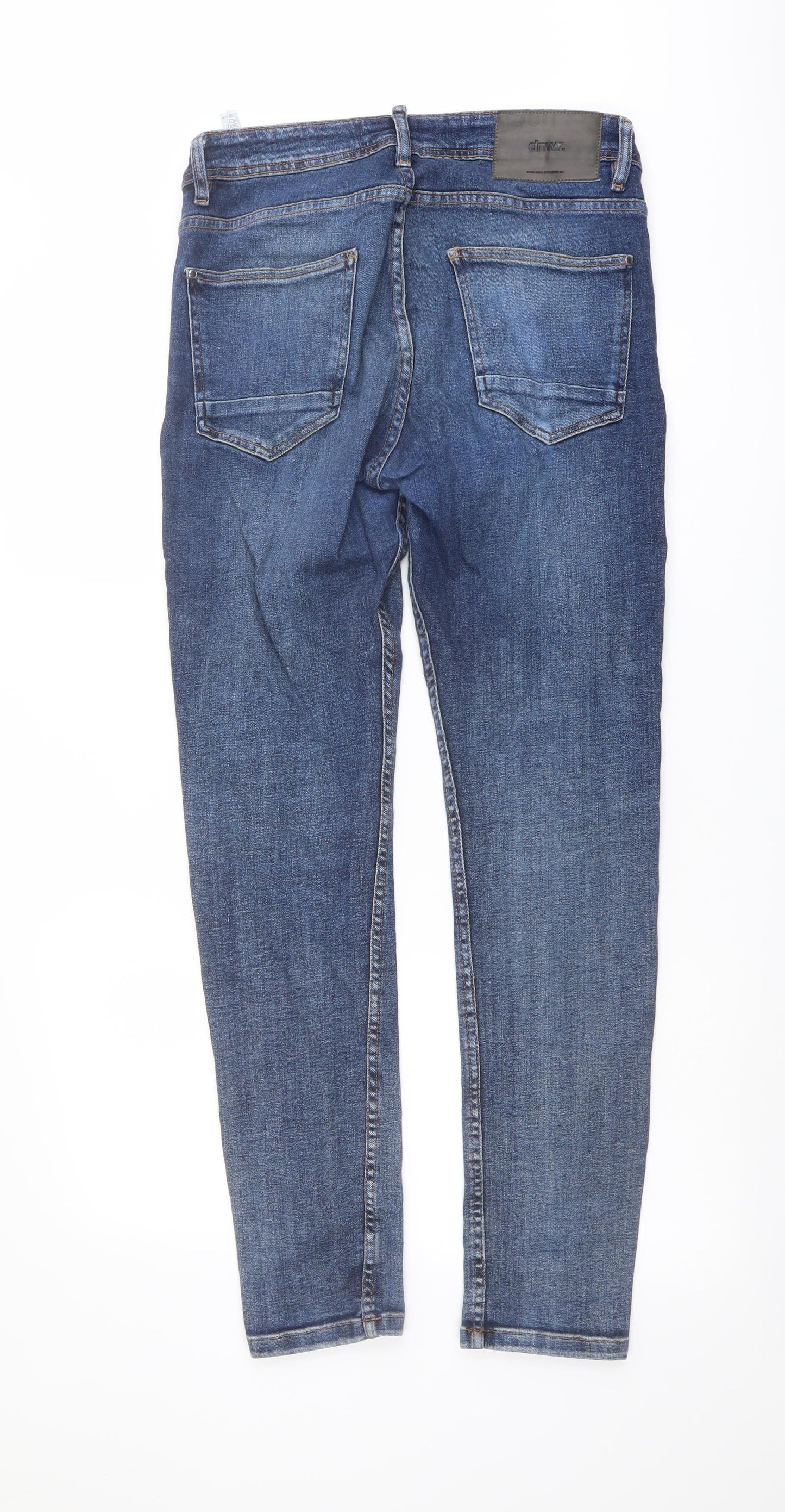 Zara Mens Blue Cotton Skinny Jeans Size 30 in L29 in Regular Button