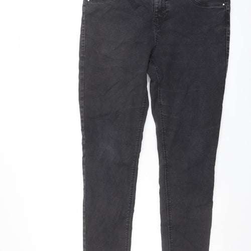 Dorothy Perkins Womens Grey Cotton Skinny Jeans Size 16 L27 in Regular Button