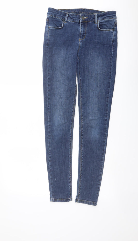 Oasis Womens Blue Cotton Skinny Jeans Size 10 L29 in Regular Button