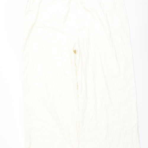 Marks and Spencer Womens Ivory Cotton Trousers Size 20 L21 in Regular Button