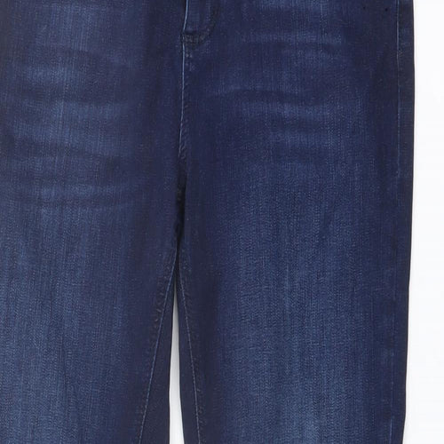 Marks and Spencer Womens Blue Cotton Straight Jeans Size 12 L28 in Slim Button