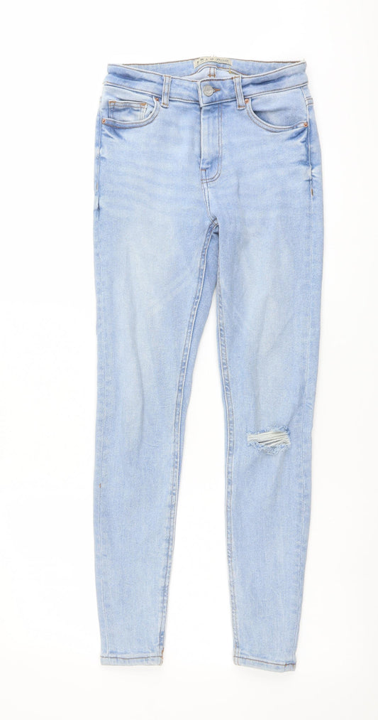 Denim & Co. Womens Blue Cotton Skinny Jeans Size 8 L27 in Regular Button