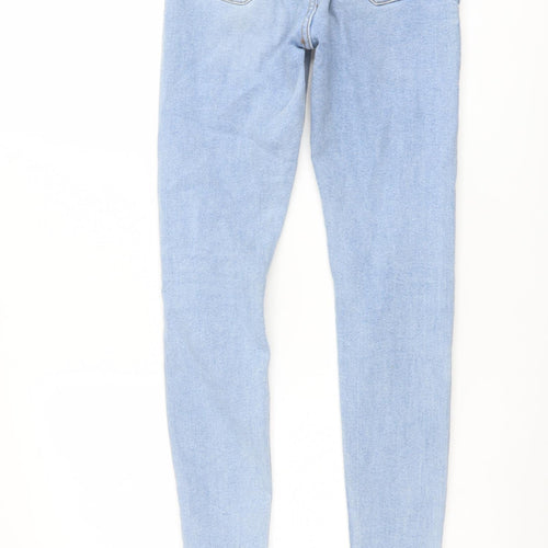 Denim & Co. Womens Blue Cotton Skinny Jeans Size 8 L27 in Regular Button