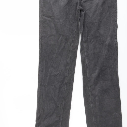 Marks and Spencer Womens Grey Cotton Trousers Size 10 L32 in Regular Button