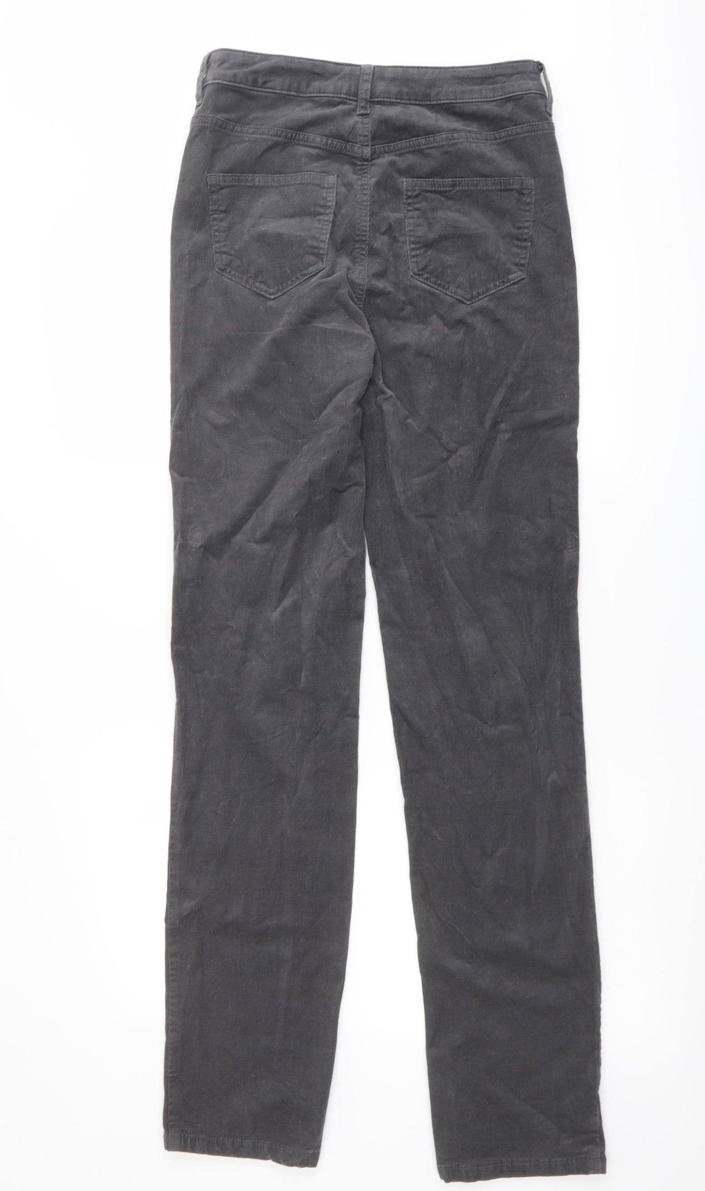 Marks and Spencer Womens Grey Cotton Trousers Size 10 L32 in Regular Button