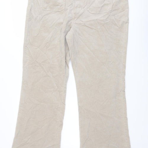 Marks and Spencer Womens Beige Cotton Trousers Size 20 L30 in Regular Button