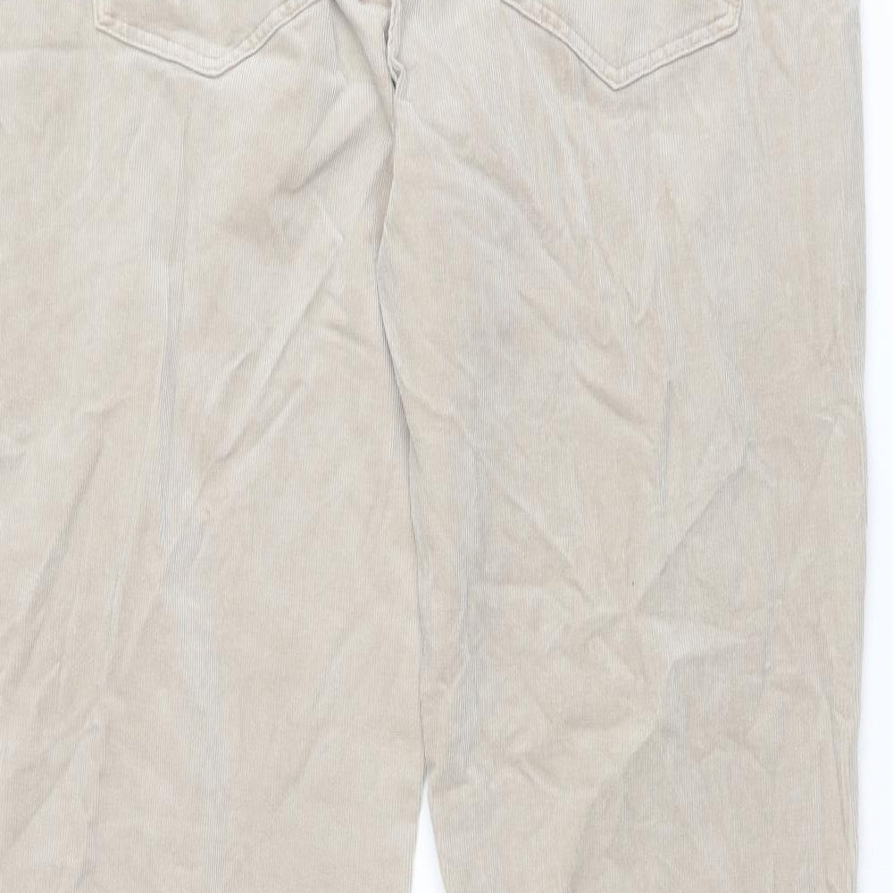 Marks and Spencer Womens Beige Cotton Trousers Size 20 L30 in Regular Button