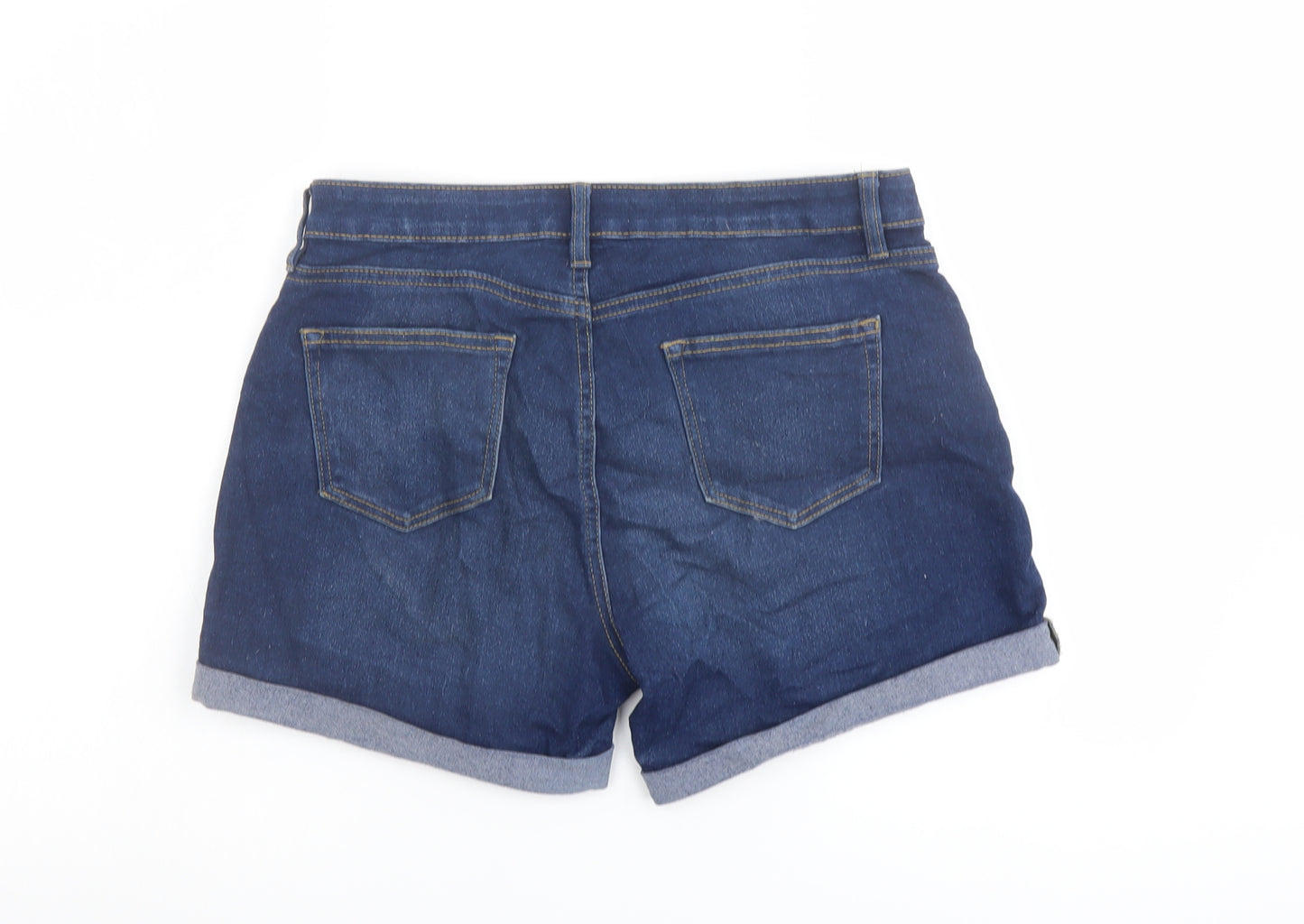 Denim & Co. Womens Blue Cotton Boyfriend Shorts Size 12 L4 in Regular Button