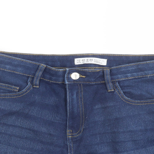 Denim & Co. Womens Blue Cotton Boyfriend Shorts Size 12 L4 in Regular Button
