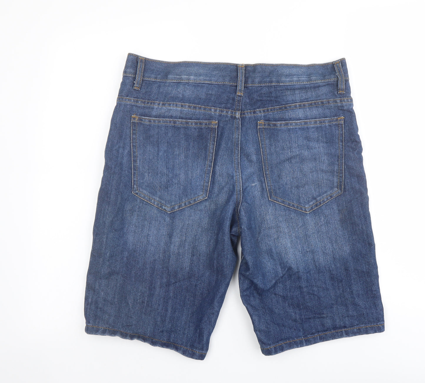 Denim & Co. Mens Blue Cotton Biker Shorts Size 32 in L11 in Regular Button