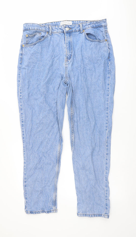 Denim & Co. Womens Blue Cotton Tapered Jeans Size 18 L28 in Regular Button