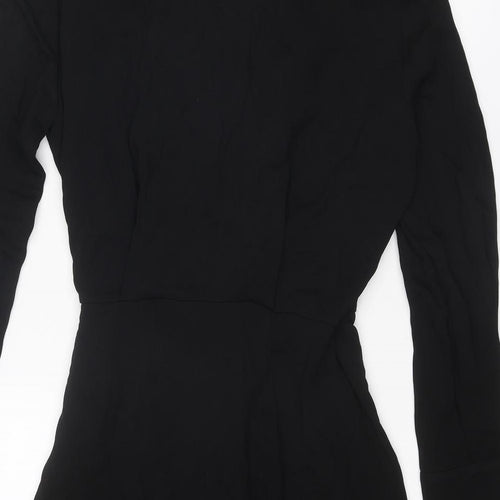 Massimo Dutti Womens Black Viscose Bodycon Size M Collared Tie