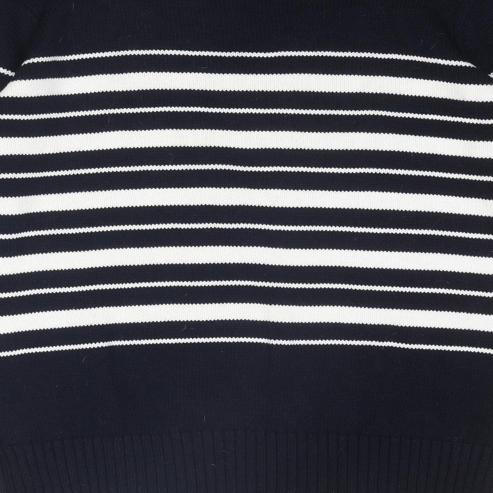 EWM Womens Blue Round Neck Striped Cotton Pullover Jumper Size 22 - Size 22-24