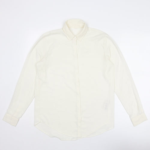 ASOS Womens Ivory Polyester Basic Button-Up Size 8 Collared