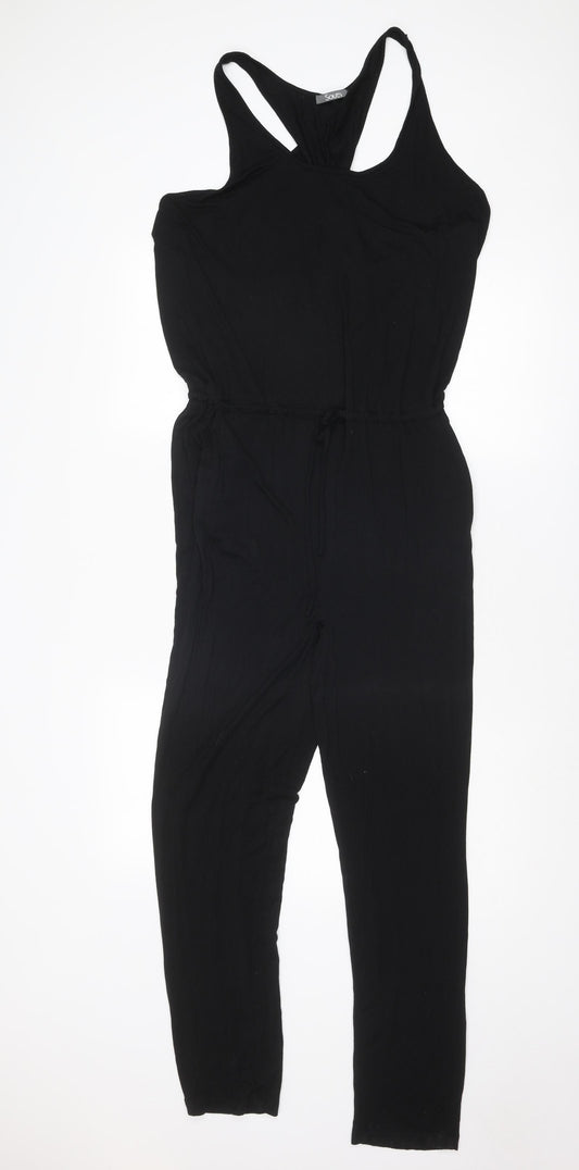 South Womens Black Viscose Jumpsuit One-Piece Size 12 L30 in Pullover