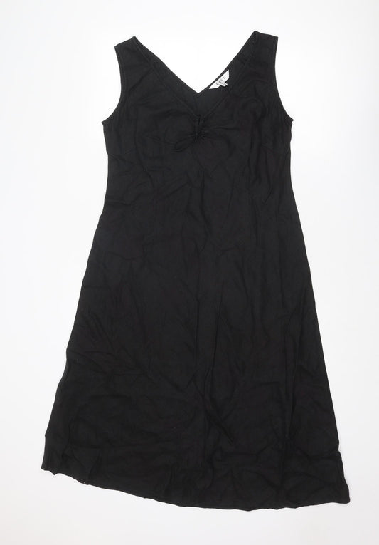 EAST Womens Black Linen Tank Dress Size 12 V-Neck Pullover