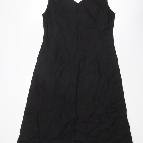 EAST Womens Black Linen Tank Dress Size 12 V-Neck Pullover