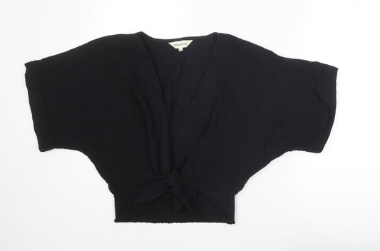 Pepaloves Womens Black Cotton Basic Blouse Size S V-Neck