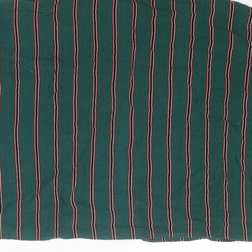 Pull&Bear Womens Green Striped Viscose Basic Button-Up Size S Collared