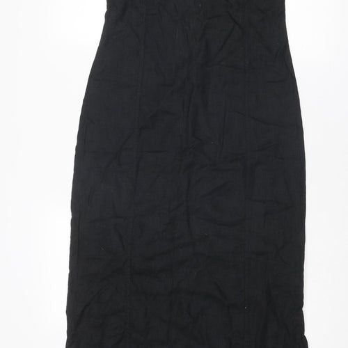 Hennes Womens Black Linen Tank Dress Size 8 Round Neck Zip