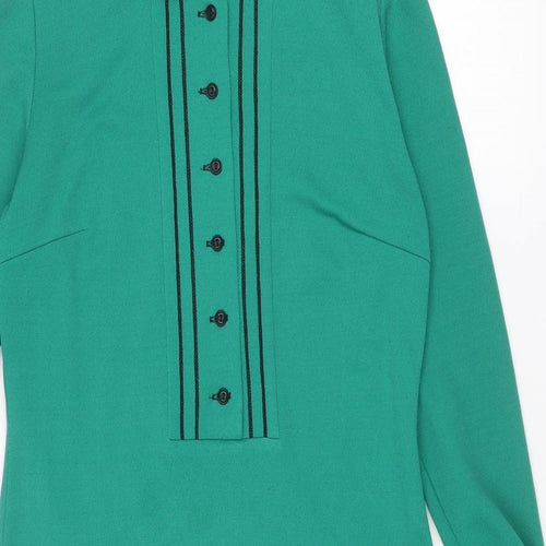 Ladies Pride Womens Green Polyester Shirt Dress Size 10 Collared Button