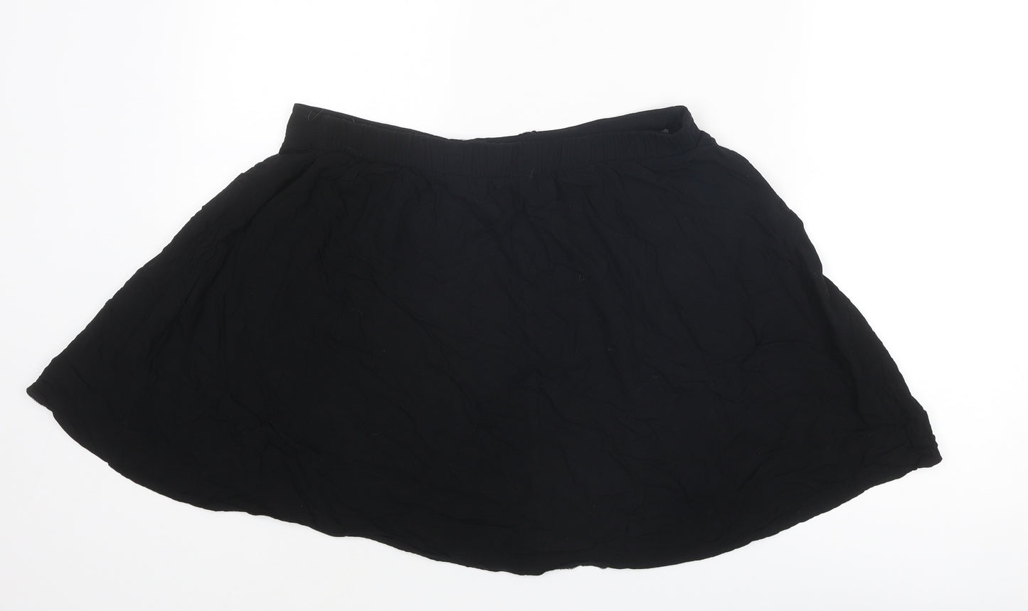 New Look Womens Black Viscose Skater Skirt Size 16 Button