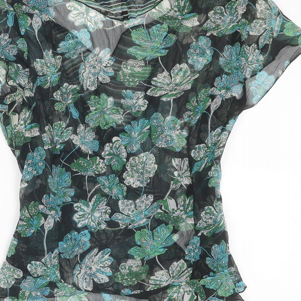 Marie Méro Womens Multicoloured Floral Polyester Wrap Blouse Size 10 Round Neck