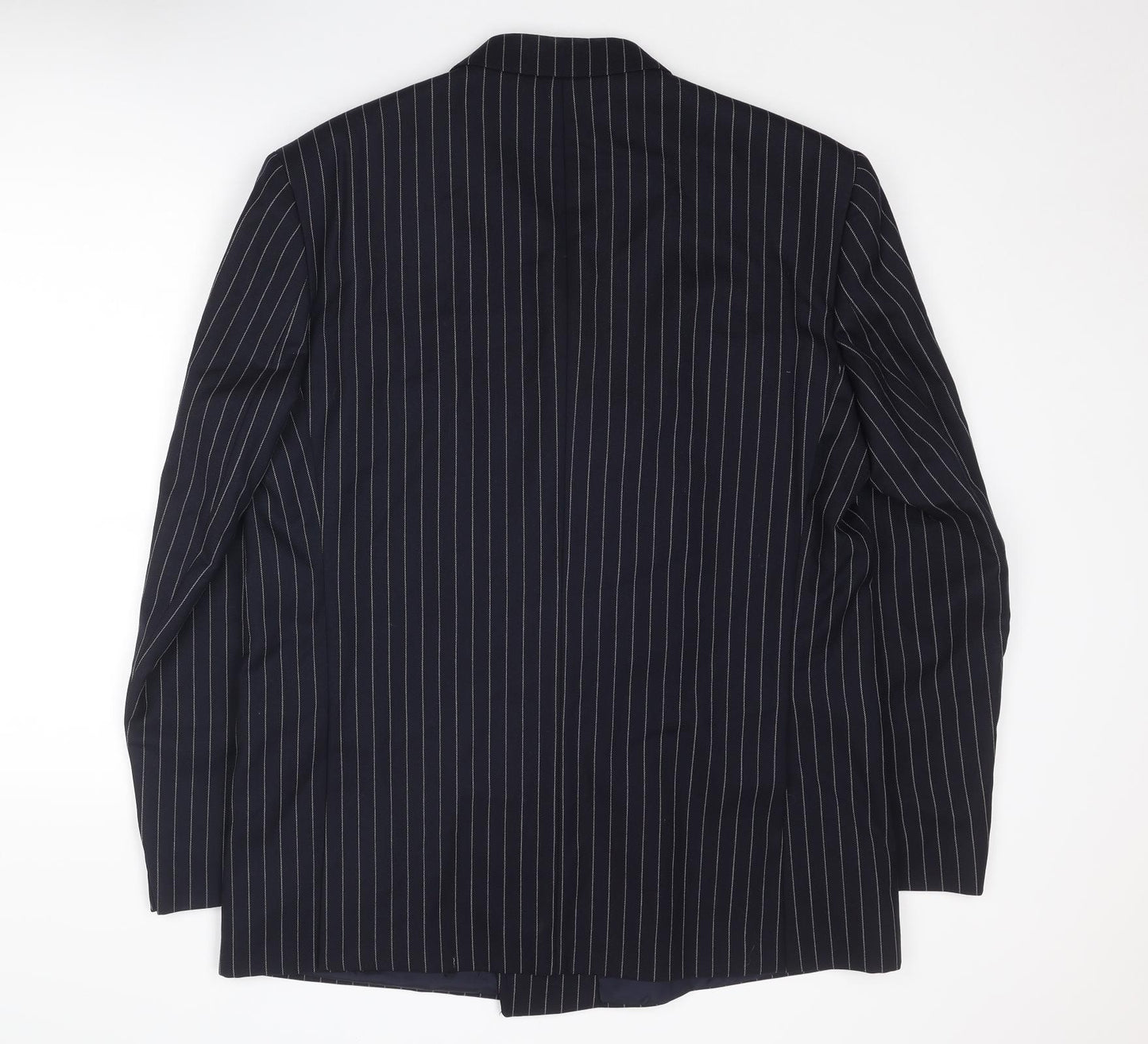 DAKS Mens Blue Striped Wool Jacket Suit Jacket Size 44 Regular