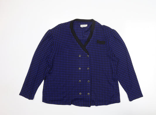 Dormar Womens Blue Check Jacket Blazer Size 16 Button