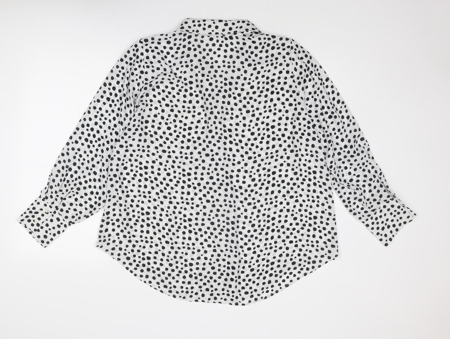 alex & lili Womens White Polka Dot Polyester Basic Button-Up Size XL Collared