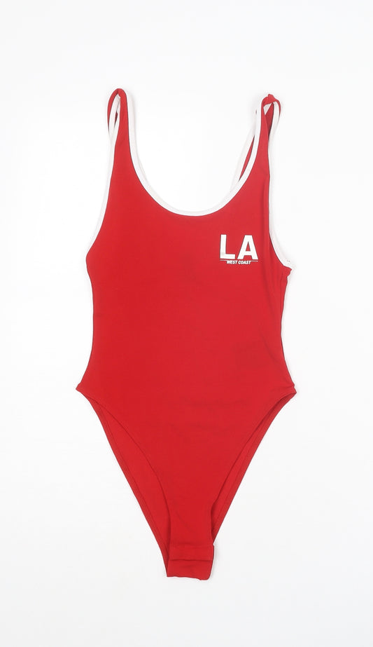 Divided by H&M Womens Red Polyester Bodysuit One-Piece Size XS Snap - LA
