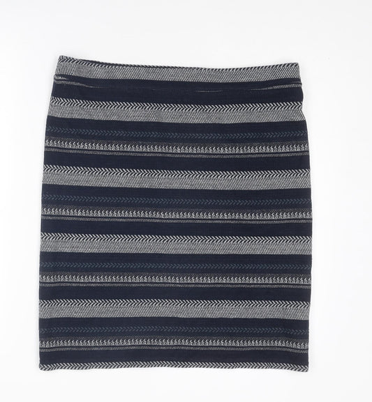 White Stuff Womens Blue Striped Cotton Straight & Pencil Skirt Size 16