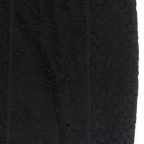 H&M Womens Black Geometric Polyester A-Line Skirt Size 6 Zip