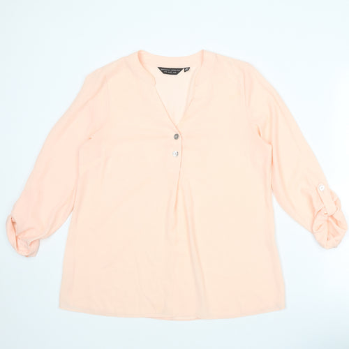 Dorothy Perkins Womens Pink Polyester Basic Blouse Size 12 V-Neck