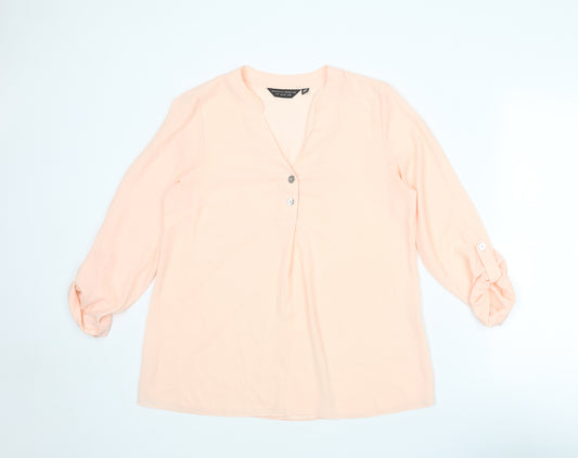 Dorothy Perkins Womens Pink Polyester Basic Blouse Size 12 V-Neck