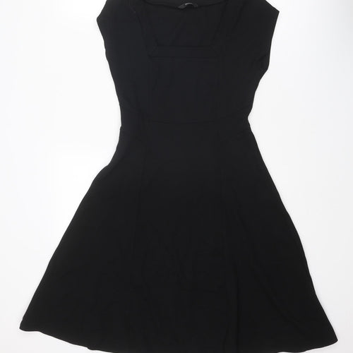 Marks and Spencer Womens Black Viscose A-Line Size 10 V-Neck Pullover