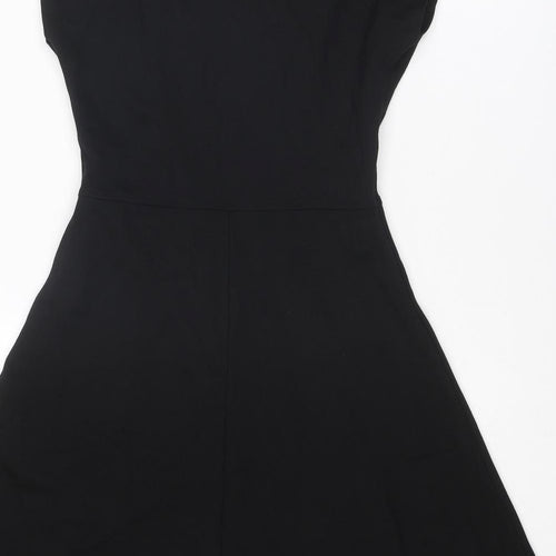 Marks and Spencer Womens Black Viscose A-Line Size 10 V-Neck Pullover