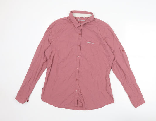 Craghoppers Womens Pink Polyamide Basic Button-Up Size 14 Collared