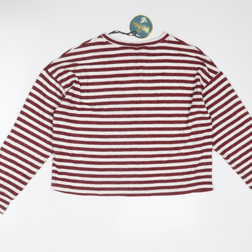 Harry Potter Womens Red Round Neck Striped Viscose Pullover Jumper Size L - Hogwarts