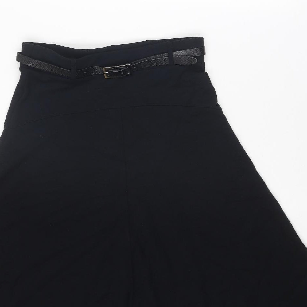 Marks and Spencer Womens Black Polyester Flare Skirt Size 8