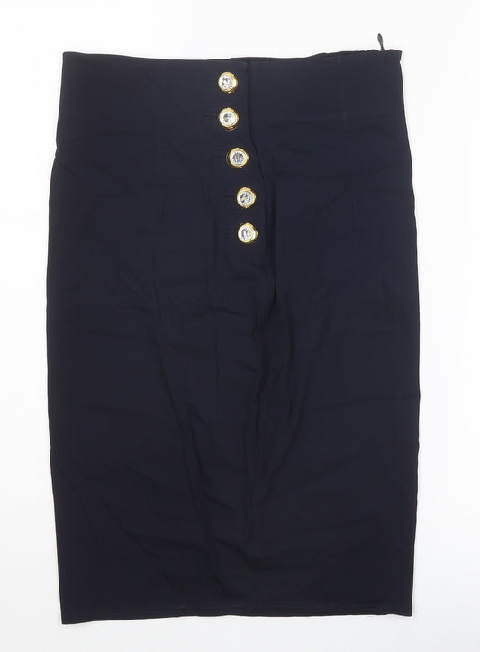 Mondrian Womens Blue Viscose Straight & Pencil Skirt Size 14 Zip