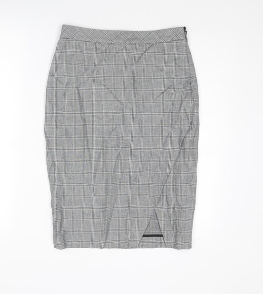 Banana Republic Womens Grey Plaid Cotton Straight & Pencil Skirt Size 28 in Zip - Wrap Style