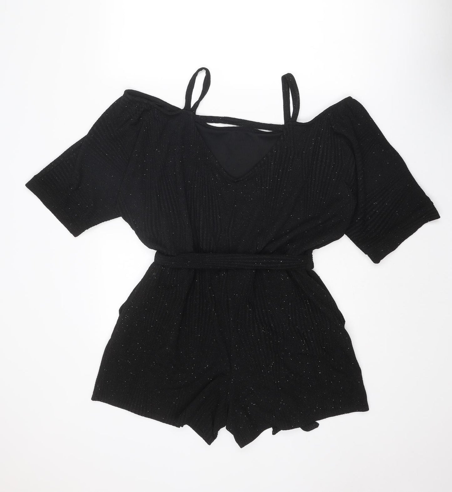 Dorothy Perkins Womens Black Polyester Playsuit One-Piece Size 12 Pullover